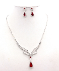 Rhinestone Necklace with Earrings NB300616 SVLM